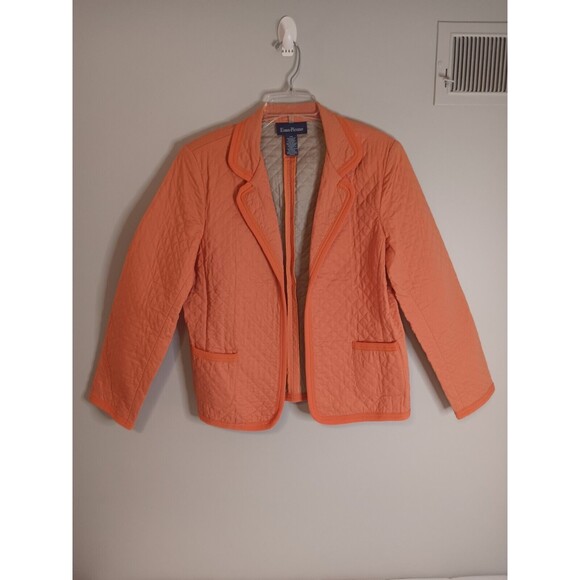 Evan Picone Quilted Riding Blazer Jacket Sz 14 Peach Color - Picture 1 of 5